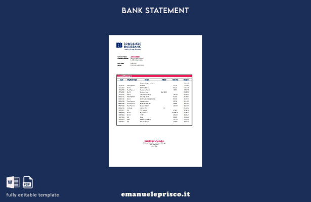 modello di estratto conto bancario Georgia Basis in stile verificato